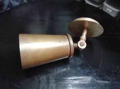 Brass down light code BDL001 size base 10 cm shade H 14 x 9 cm.