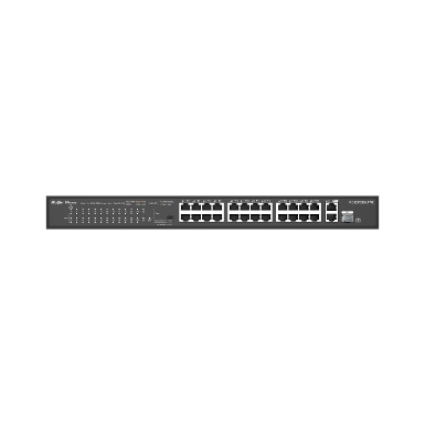 REYEE RG-ES126S-LP V2, 24-Port 10/100 Mbps with 2-Port Gigabit Rackmount PoE Switch