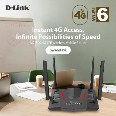 D-LINK DWR-M955X 4G LTE Wi-Fi 6 AX1500 Gigabit Mobile Router